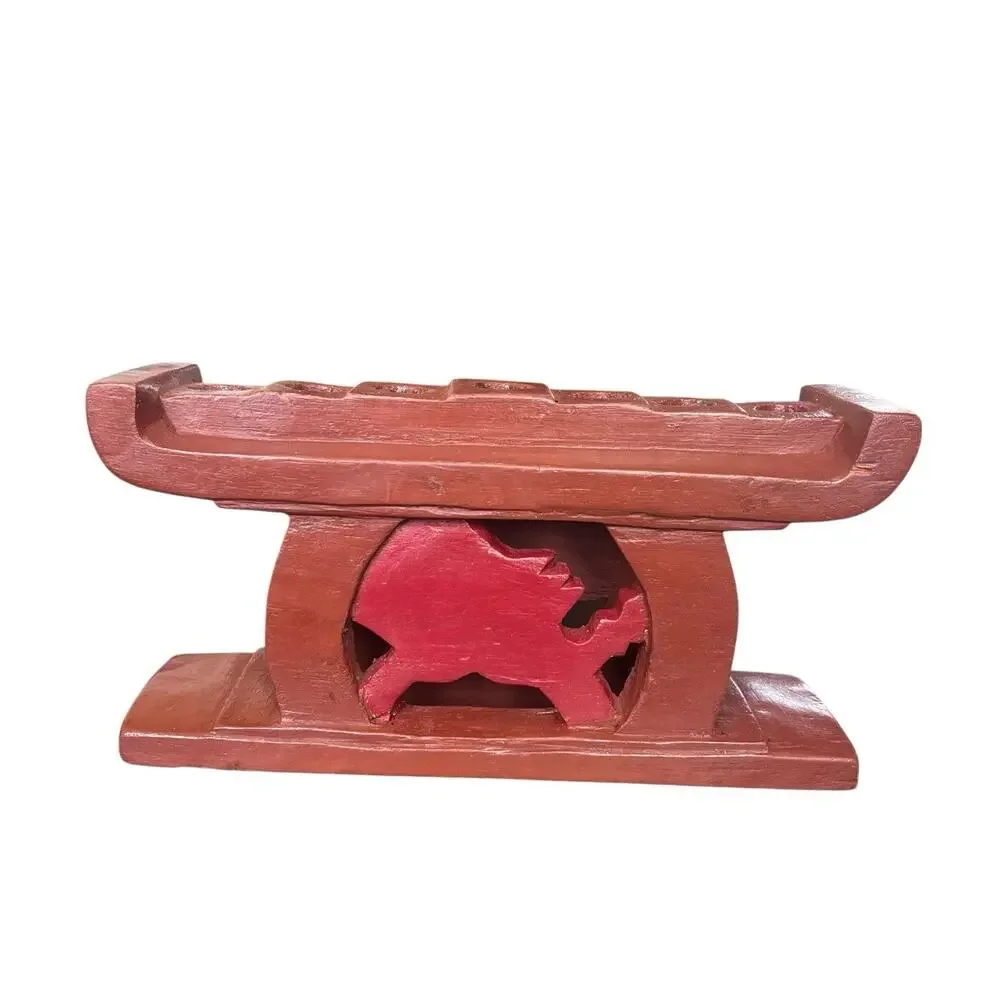 Kwanzaa Kinara Solid Wood Handmade Handcrafted in Ghana Brown Africa US Carving - Picture 5 of 8